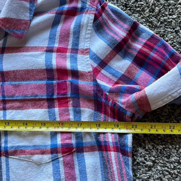 Woolrich Dress Shirt Womens Large Pink And Blue Plaid Cotton Button up Shirt - Picture 4 of 6